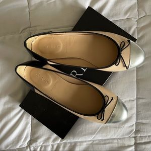 J.Crew Kiki Contrast Cap Toe Ballet Flats